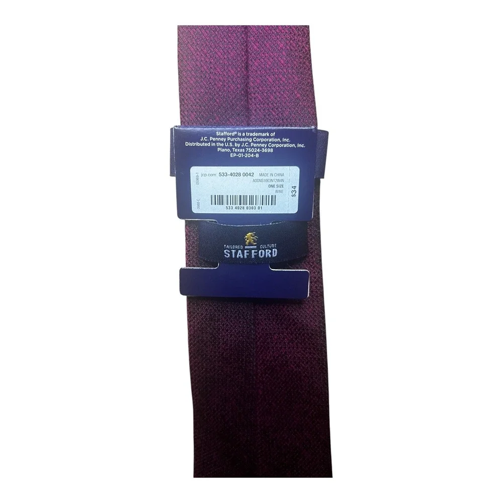 Stafford Mens Wine Burgundy Textured Solid Classic Necktie‎ New 533-4028